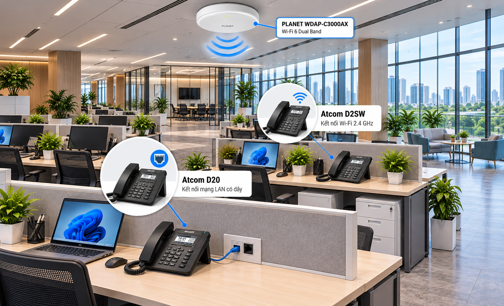 So sánh điện thoại bàn VoIP dùng cáp LAN và Wi-Fi (Ưu nhược điểm và cách lựa chọn)